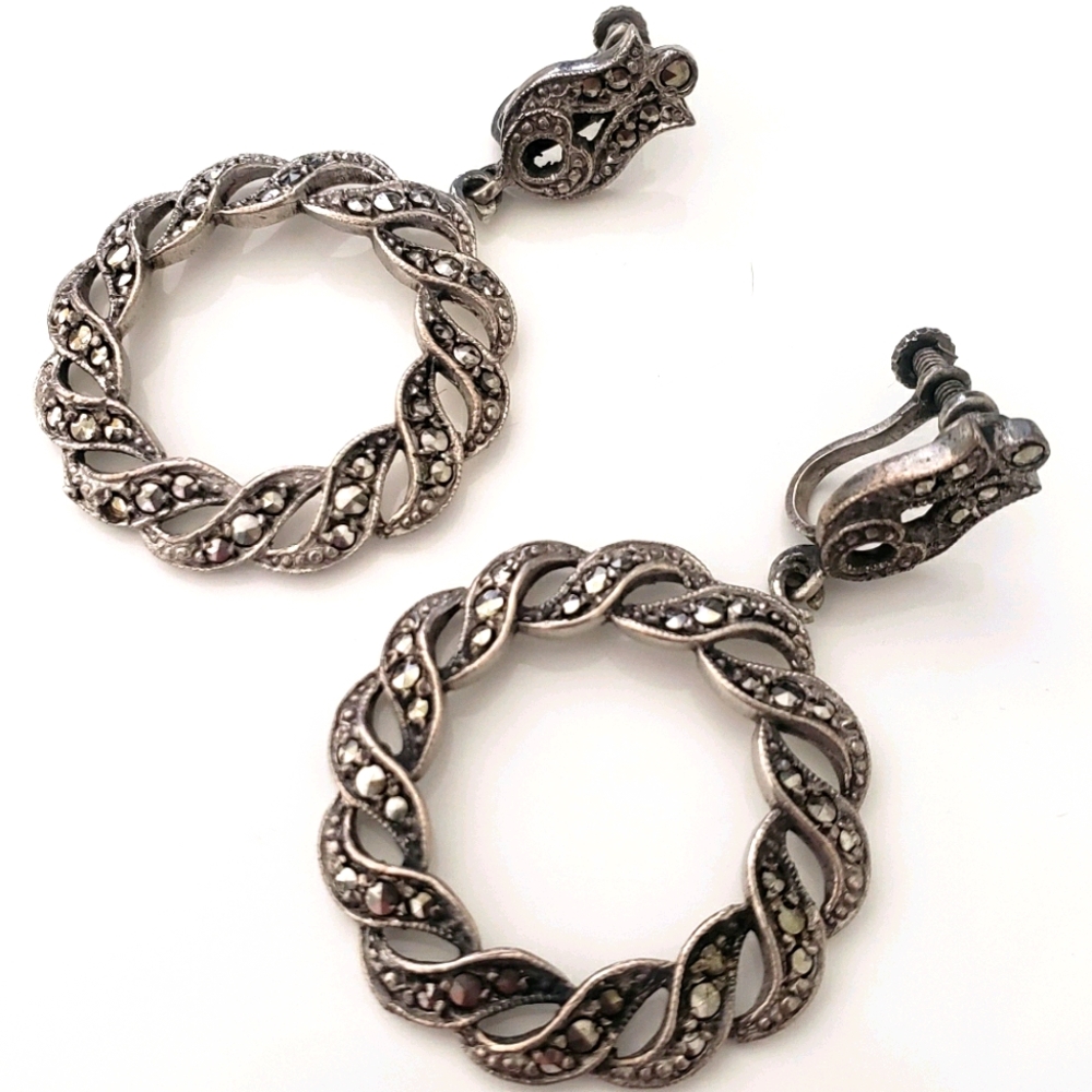 VINTAGE silver earrings with hematite 💎